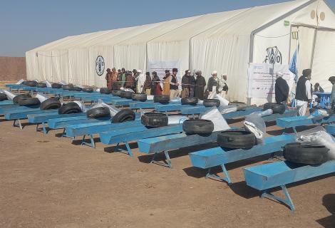 Earthquake-Affected Livestock Owners receiving Livestock Package Tools